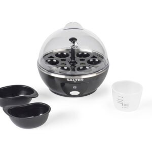 Salter Electric Multi Egg Cooker - 6 Egg Capacity Boiler, Great For Soft Dippy, Hard & Poached Eggs, Includes Measuring Cup, Removable Egg Rack and 2 Poaching Trays, Easy Clean, Compact, 430W