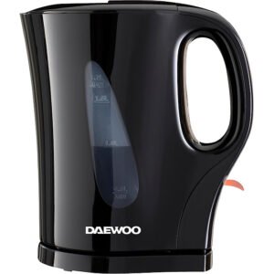 Daewoo Essentials 1.7L Fast Boil Electric Kettle – Black Plastic Cordless Jug with Auto Shut-Off & Boil-Dry Protection, Compact, Easy to Use & Clean