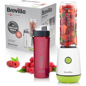 Breville Blend Active Personal Blender & Smoothie Maker | 350W | 2 Portable Blend Active Bottles (600ml) | Leak Proof Lids | White & Green [VBL246]