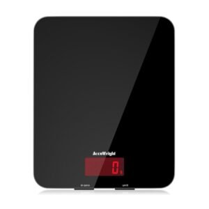 ACCUWEIGHT 201 Digital Kitchen Scales with Tempered Glass Platform (Batteries included), Electronic Weighing Food Scale with Backlit LCD, Multifunction for Office School Home Baking Cooking, 5kg/11lb