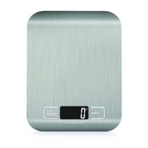 HomeFashion 5kg 1g 11lb Digital Kitchen Scales Food Scale with stainless steel Platform Electronic Cooking Backlit LCD Display Multifunction for Home and Office Use