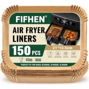 150PC Air Fryer Liners for Ninja Dual, FIFHEN Parchment Paper Air Fryer Liners Disposable, Air Fryer AF300UK AF400UK SL400UK Accessories Compatible with Ninja, Keplin, Tower, Other Dual Zone Air Fryer