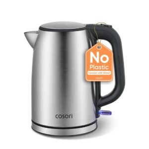 Cosori Kettle, Plastic-Free Water Contact, Brushed Stainless Steel, Sliver