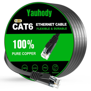 Yauhody CAT 6 Ethernet Cable 10m, Pure Copper High Speed Solid Flat CAT6