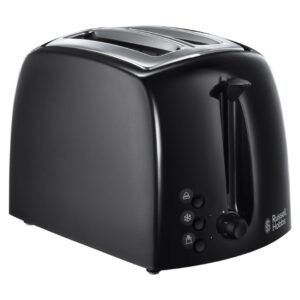 Russell Hobbs Textures 2 Slice Toaster, Extra Wide Slots, 850W, Black